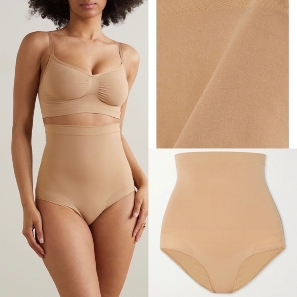 NWOT SKIMS Women’s Seamless Sculpt High Waist Beige Briefs One Piece